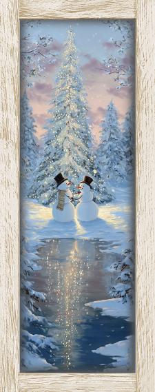 10x24 Vertical Framed Snowman Dance 1 Art Work