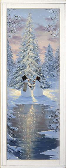 10x24 Vertical Framed Snowman Dance 1 Art Work