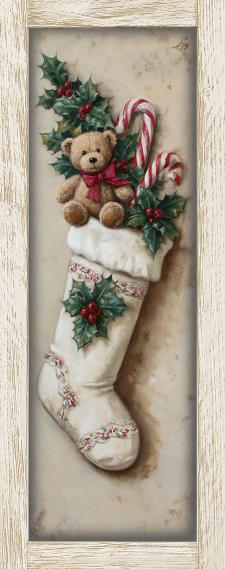 10x24 Vertical Framed White Stocking Art Work