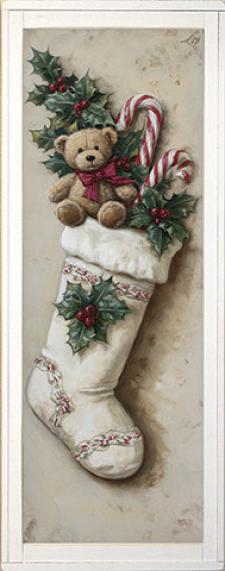 10x24 Vertical Framed White Stocking Art Work