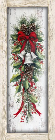 10x24 Vertical Framed Christmas Swag 1 Art Work