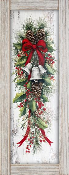 10x24 Vertical Framed Christmas Swag 1 Art Work