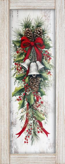 10x24 Vertical Framed Christmas Swag 1 Art Work
