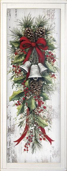 10x24 Vertical Framed Christmas Swag 1 Art Work
