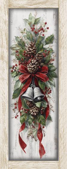 10x24 Vertical Framed Christmas Swag 2 Art Work