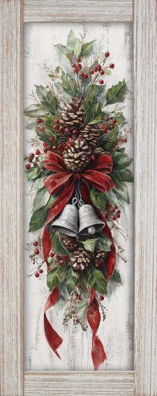 10x24 Vertical Framed Christmas Swag 2 Art Work
