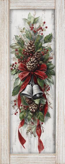 10x24 Vertical Framed Christmas Swag 2 Art Work