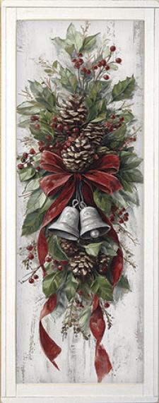 10x24 Vertical Framed Christmas Swag 2 Art Work