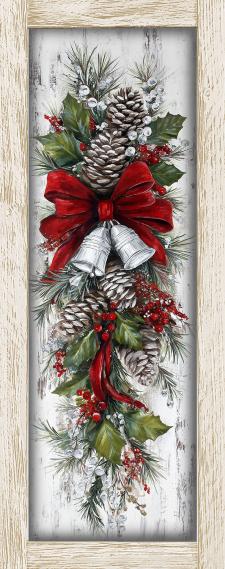 10x24 Vertical Framed Christmas Swag 3 Art Work