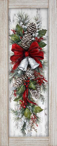 10x24 Vertical Framed Christmas Swag 3 Art Work