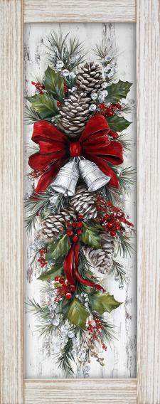 10x24 Vertical Framed Christmas Swag 3 Art Work