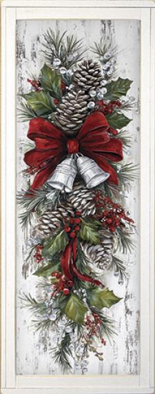 10x24 Vertical Framed Christmas Swag 3 Art Work