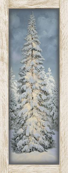 10x24 Vertical Framed Winter Tree 1 Art Work