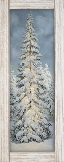 10x24 Vertical Framed Winter Tree 1 Art Work