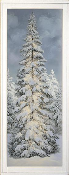 10x24 Vertical Framed Winter Tree 1 Art Work