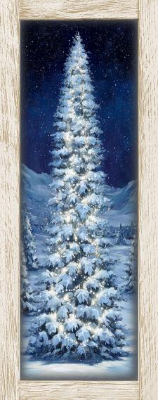 10x24 Vertical Framed Winter Tree 2 Art Work