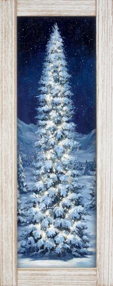 10x24 Vertical Framed Winter Tree 2 Art Work