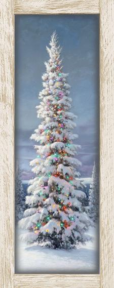 10x24 Vertical Framed Winter Tree 3 Art Work