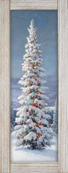 10x24 Vertical Framed Winter Tree 3 Art Work