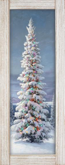 10x24 Vertical Framed Winter Tree 3 Art Work