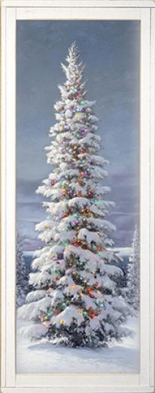 10x24 Vertical Framed Winter Tree 3 Art Work