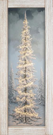 10x24 Vertical Framed Winter Tree 4 Art Work