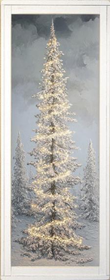 10x24 Vertical Framed Winter Tree 4 Art Work
