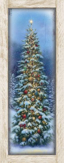 10x24 Vertical Framed Winter Tree 5 Art Work
