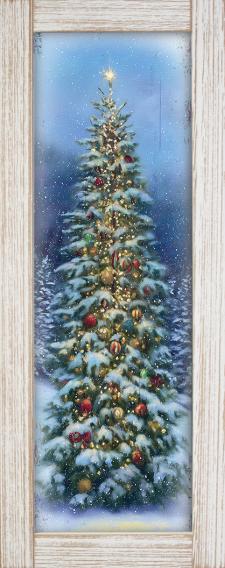 10x24 Vertical Framed Winter Tree 5 Art Work
