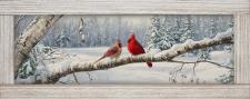 10x24 Horizontal Framed Cardinal Branch Art Work