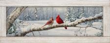 10x24 Horizontal Framed Cardinal Branch Art Work