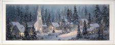 10x24 Horizontal Framed Church & Villiage 1 Art Work