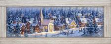 10x24 Horizontal Framed Church & Villiage 2 Art Work