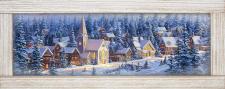 10x24 Horizontal Framed Church & Villiage 2 Art Work
