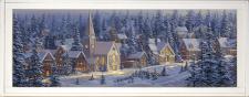 10x24 Horizontal Framed Church & Villiage 2 Art Work