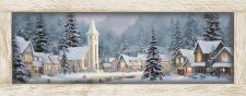 10x24 Horizontal Framed Church & Villiage 3 Art Work