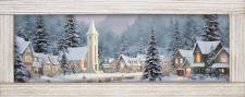 10x24 Horizontal Framed Church & Villiage 3 Art Work