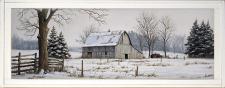 10x24 Horizontal Framed Grey Barn 2 Art Work
