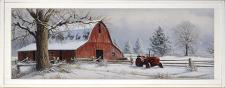 10x24 Horizontal Framed Red Barn Art Work