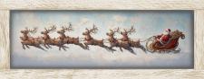 10x24 Horizontal Framed Santa riding Sleigh 1 Art Work