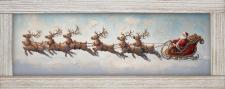 10x24 Horizontal Framed Santa riding Sleigh 1 Art Work