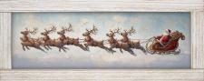 10x24 Horizontal Framed Santa riding Sleigh 1 Art Work