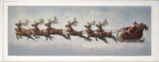 10x24 Horizontal Framed Santa riding Sleigh 1 Art Work