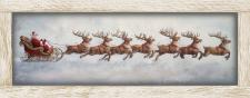 10x24 Horizontal Framed Santa riding Sleigh 2 Art Work
