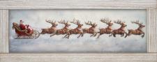 10x24 Horizontal Framed Santa riding Sleigh 2 Art Work