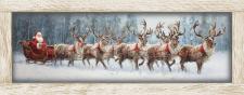 10x24 Horizontal Framed Santa riding Sleigh 3 Art Work