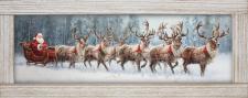 10x24 Horizontal Framed Santa riding Sleigh 3 Art Work