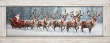 10x24 Horizontal Framed Santa riding Sleigh 3 Art Work