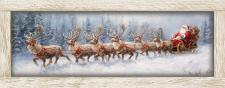 10x24 Horizontal Framed Santa riding Sleigh 4 Art Work