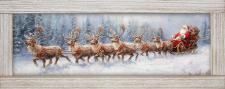 10x24 Horizontal Framed Santa riding Sleigh 4 Art Work